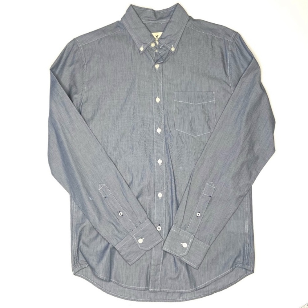 AMERICAN EAGLE Pinstripe Long Sleeve Button Shirt